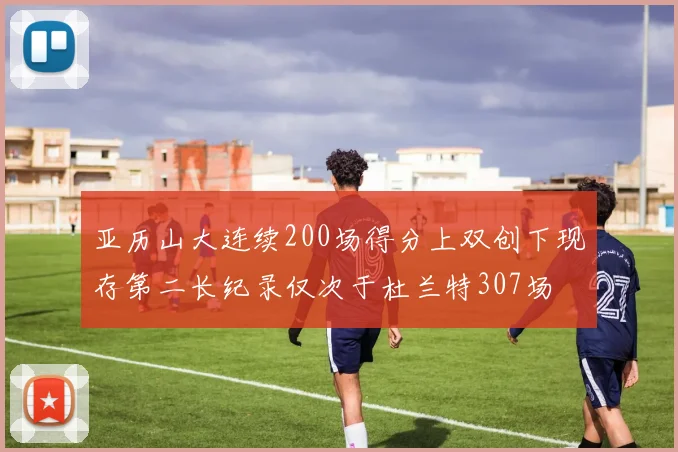 亚历山大连续200场得分上双创下现存第二长纪录仅次于杜兰特307场